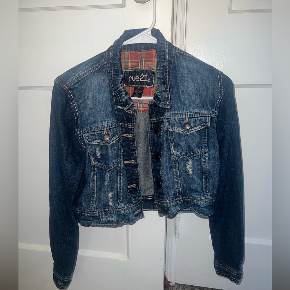 Rue 21 Distressed Cropped Jean Jacket